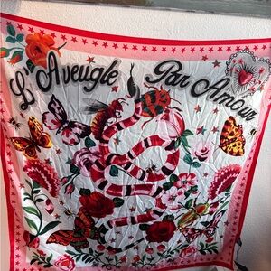 Gucci Red and White Star Pattern Scarf